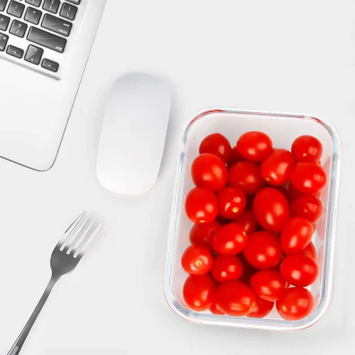 Vista 6 de DAS TRUST Paquete de 10 recipientes de vidrio para preparación de comidas, aptos para microondas, recipientes de almacenamiento de alimentos de Negro