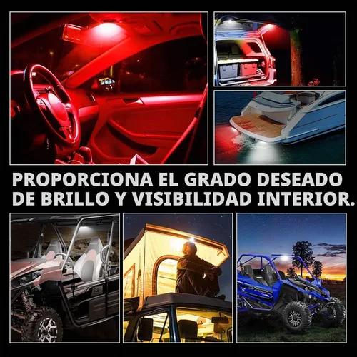 Vista 7 de OPP ULITE Switch UTV - Luz LED Doom de 6 unidades, blanco y rojo, 6 unidades, montaje en barra enrollable universal para interior de automóvil