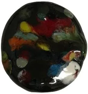 Vista 2 de Collar de Abaloryo de Efecto Multicolor en Negro de Piedra Cerámica Joyería Única