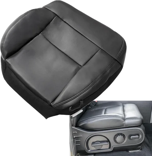 Vista 2 de Priprilod Funda de asiento de repuesto de cuero negro para parte inferior y superior del lado del conductor y del pasajero, compatible con Ford F150