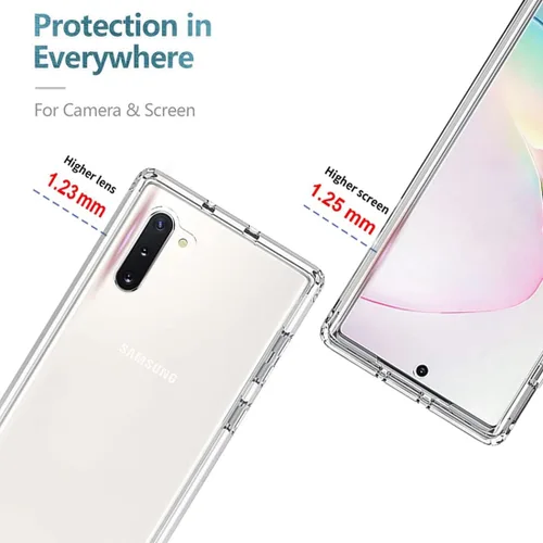 Vista 2 de Funda para Galaxy Note 10, SM-N970U con protector de pantalla de vidrio templado, suave 360 cuerpo completo a prueba de golpes híbrido parachoques