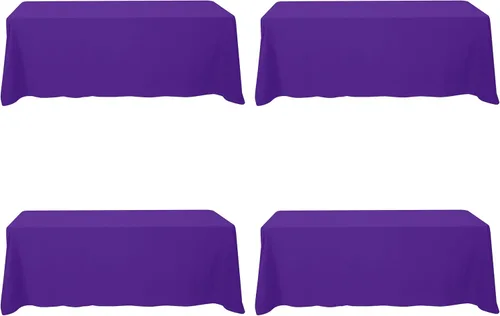 Vista 23 de BRILLMAX - Manteles para mesa rectangular de 6 pies, tela de lino de poliéster, lavable, para boda, recepción, banquete, fiesta de cumpleaños, 60 x