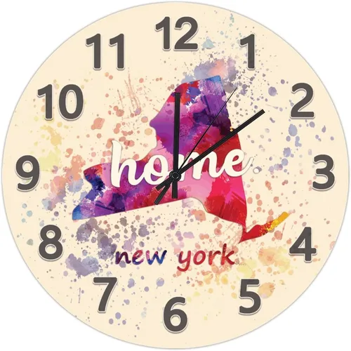 Vista 39 de UFunhome Reloj de pared con mapa del estado de Nevada, acuarela, Estados Unidos, reloj redondo de madera, funciona con pilas, silencioso, sin