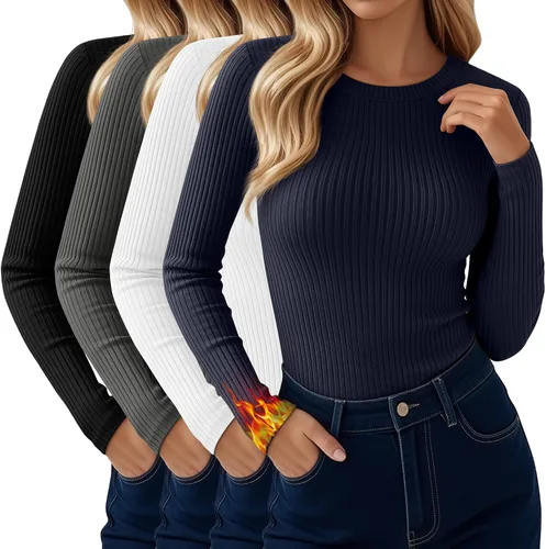 Vista 11 de Paquete de 4 camisas térmicas de manga larga acanaladas