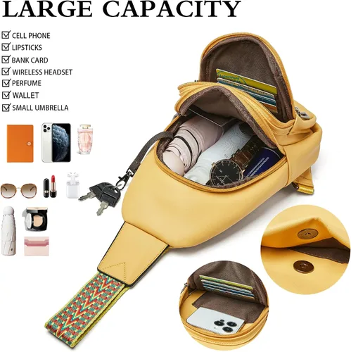 Vista 4 de Bandolera cruzada para mujer, cangureras para mujer, bolsa de pecho para el trabajo y compras
