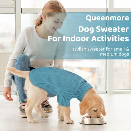 Vista 121 de Queenmore - Suéter de punto trenzado con cuello alto para perros pequeños, para climas fríos, para chihuahua, bulldog, teckel, carlino y yorkie, XS