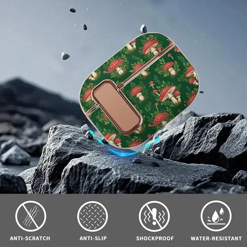 Vista 6 de Funda de plástico compatible con Airpods Pro 2, hongos de puntos rojos, piel protectora con bloqueo