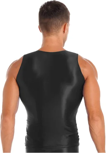 Vista 4 de Camiseta sin mangas brillante para hombre, para entrenamiento, gimnasio, culturismo, fitness, sin mangas