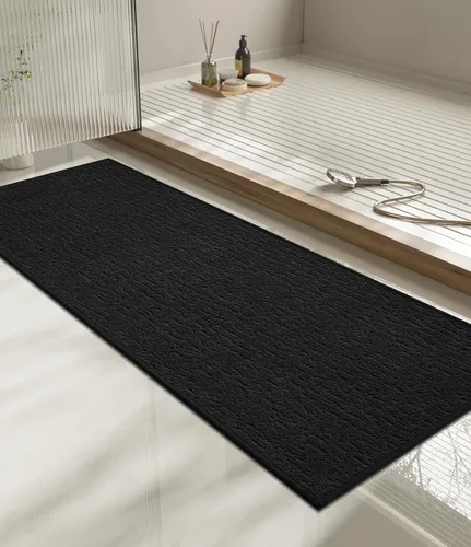 Vista 77 de Chakme Juego de 2 alfombras de baño ultrafinas, absorbentes, antideslizantes, lavables a máquina, color negro, 17 x 24 pulgadas / 17 x 30 pulgadas