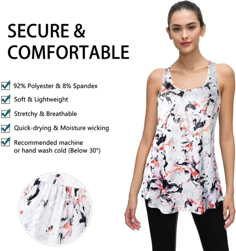 Vista 64 de Cestyle - Camiseta sin mangas para mujer, cuello redondo, corte holgado, para entrenamiento