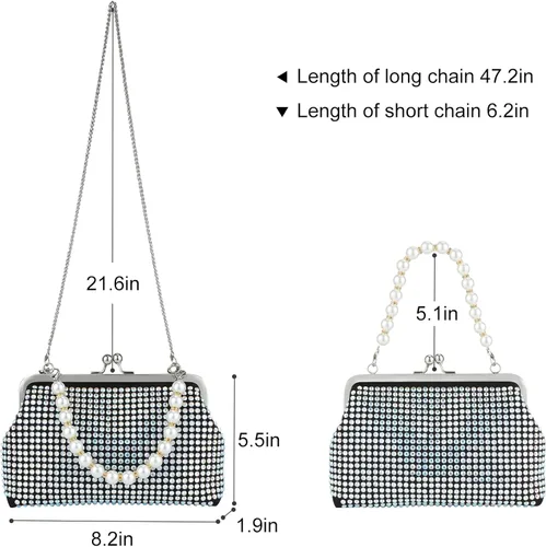 Vista 5 de Evevictor Bling Clutch Purse for Women, Rhinestone Crossbody Handbag, Shiny Evening Bags, Fashion Money Handbag