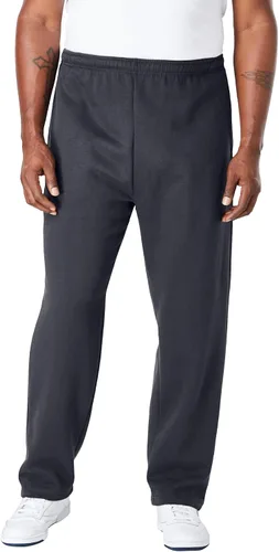Vista 22 de KingSize - Pantalones de chándal para hombre grandes y altos de forro polar con parte inferior abierta Negro (0816)