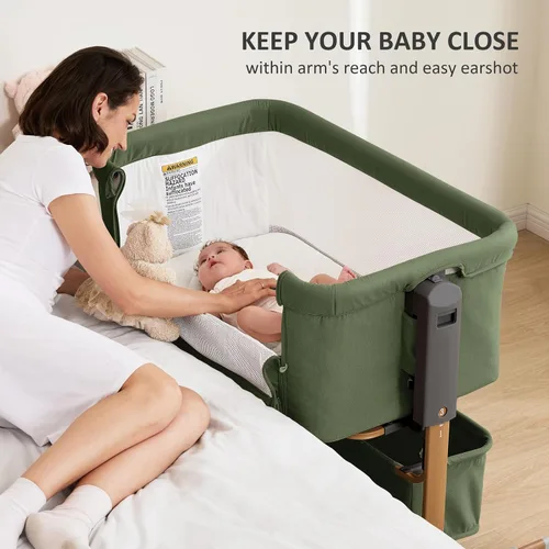 Vista 2 de Cuna de bebé 3 en 1, cuna con balanceo, cuna para el costado de la cama, 6 alturas ajustables, cuna para el costado de la cama, cuna para el costado