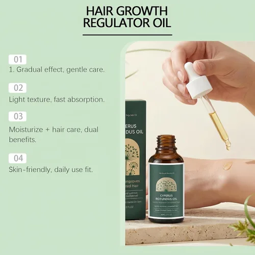 Vista 2 de Cyperus Rotundus - Aceite inhibidor del cabello para mujeres y hombres, aceite de depilación natural para ayudar a recrecimiento lento, suero