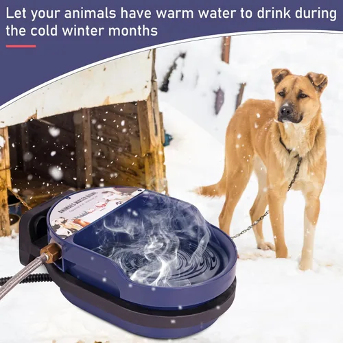 Vista 8 de Cuenco de agua automático para perros con calefacción para exteriores, razas grandes, llenado automático, tazón de agua con válvula flotante