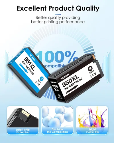 Vista 4 de Paquete combinado 950XL 951XL de alto rendimiento, 5 unidades compatibles con cartuchos de tinta HP 950 951, paquete combinado funciona con HP