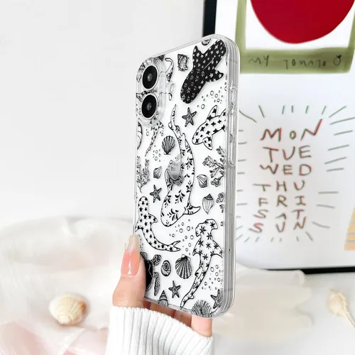 Vista 7 de NITITOP Funda para iPhone 17 Clear Sea Animal - Tortuga Negra negro (Black Turtle)
