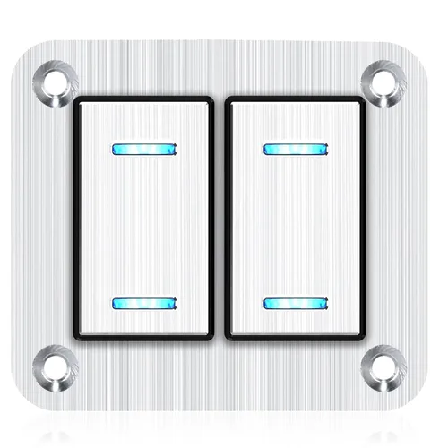 Vista 36 de Panel de interruptor basculante de aluminio de 2 vías, impermeable, precableado con retroiluminación azul, interruptor de palanca