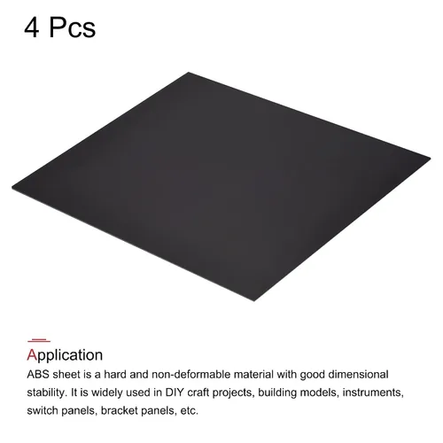 Vista 3 de MECCANIXITY Hoja de plástico ABS negro de 10 x 8 x 0.02 pulgadas para modelo de construcción, manualidades de bricolaje, panel, paquete de 4