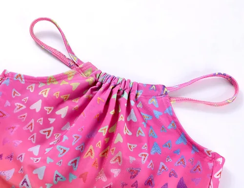 Vista 3 de Traje de baño para niñas de 2 piezas con cuello halter, tankini, traje de baño deportivo de playa UPF 50+, traje de baño para niños de 3 a 12 años