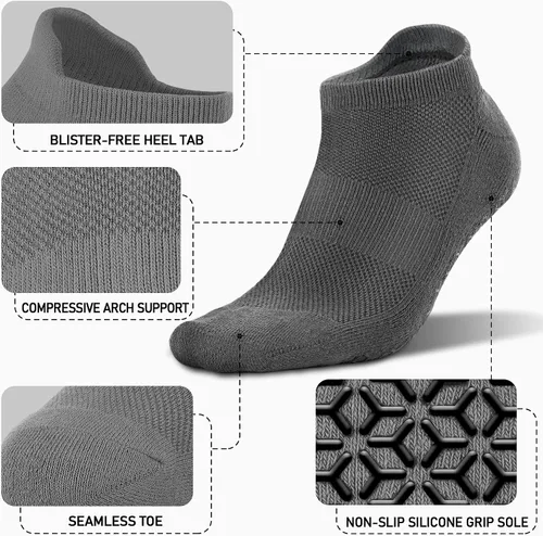 Vista 2 de NEWZILL 2023 Non Slip Yoga Socks With Grips for Women & Men, Unisex Anti Skid Socks for Pilates Barre Workouts Home Hospital