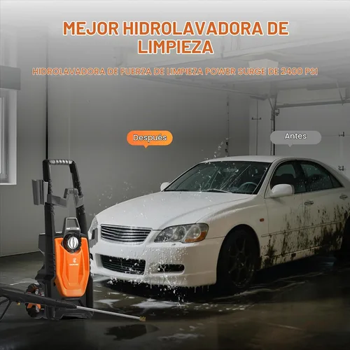 Vista 7 de Giraffe Tools Lavadora a presión, Máx. 2400 PSI, 2.3 GPM. Lavadora eléctrica con 4 boquillas de conexión rápida, cañón de espuma