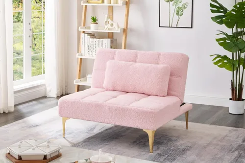 Vista 9 de Sofá futón, sofá reclinable, sillas de sala de estar cómodas sin brazos con respaldo ajustable, para espacios pequeños, oficina, recepción