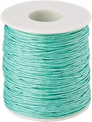 Vista 6 de Cordón de algodón encerado aguamarina de 100 yardas, hilo trenzado para cuentas de cordón de pulsera, collar de alambre de 0.039 pulgadas