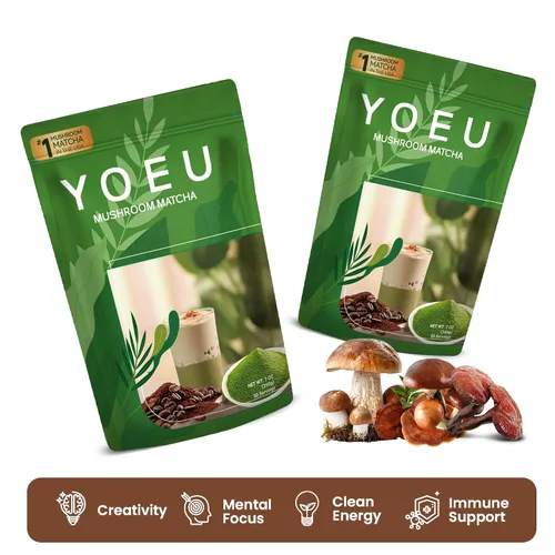 Vista 5 de 6.35 oz, polvo orgánico de hongos matcha, matcha japonés y 12 ingredientes naturales, café instantáneo, polvo con leche, alternativa al café
