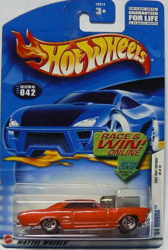 Vista 2 de Hot Wheels primeras ediciones # 32 2002 – 042 – '64 (1964) Rojo Riviera Morado Windows raza/tarjeta de Win escala 1: 64