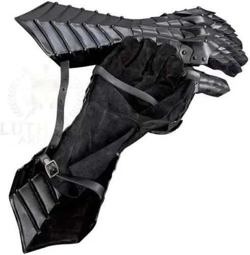 Vista 5 de Medieval Brass Gauntlets Medieval Templar Steel Functional Gauntlets for Combat