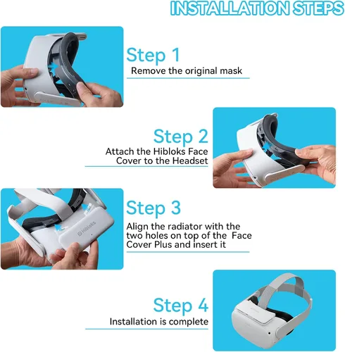 Vista 5 de HiBloks Cooling Fan Face Cover for MetaOculus Quest 2 Accessories, Soft Lycra Cotton Face Cover, Quest 2 Cooling Fan Active Air Circulation