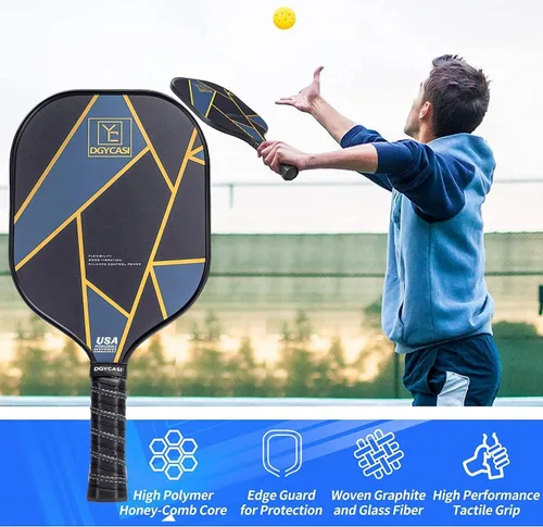 Vista 9 de YC DGYCASI Juego de 2 palas de pickleball aprobadas por USAPA, juego de pickleball de superficie de fibra de carbono, raquetas ligeras
