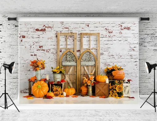 Vista 10 de Kate Fondo de fotografía para el día de Acción de Gracias, otoño, calabaza, decoración del hogar, fondo para niños, fiesta, estudio (7 x 5 pies)