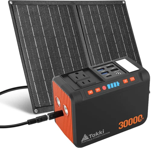 Vista 12 de Takki - Generador solar de 120 Wp, estación de energía portátil con paneles solares de 21 W, cargador solar de 88 Wh, puertos USB de CA y CC