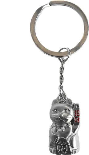 Vista 2 de Betterdecor Llavero Feng Shui Lucky Cat para la suerte de la riqueza, plateado