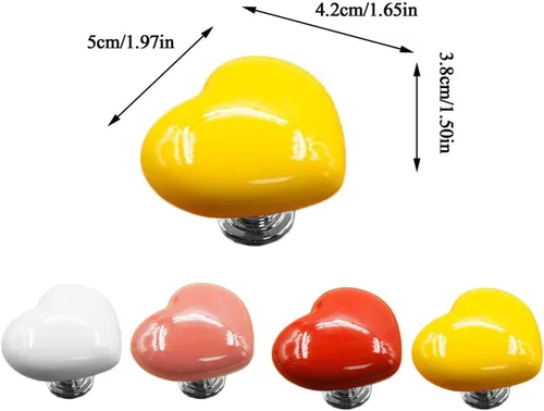 Vista 4 de Love Heart - Botón de inodoro con forma de corazón, botón de repuesto para inodoro, sin necesidad de perforar agujeros, pomos de cajón, decoración