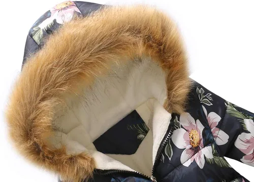 Vista 3 de Chaqueta cálida para bebés y niñas de 2 a 7 años con capucha gruesa y resistente al viento