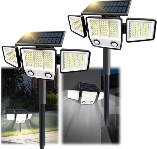 Vista 10 de MDCMDCM Luces solares para exteriores con sensor de movimiento, impermeables, 3000 lúmenes, 3 modos, luces de seguridad para exteriores, iluminación