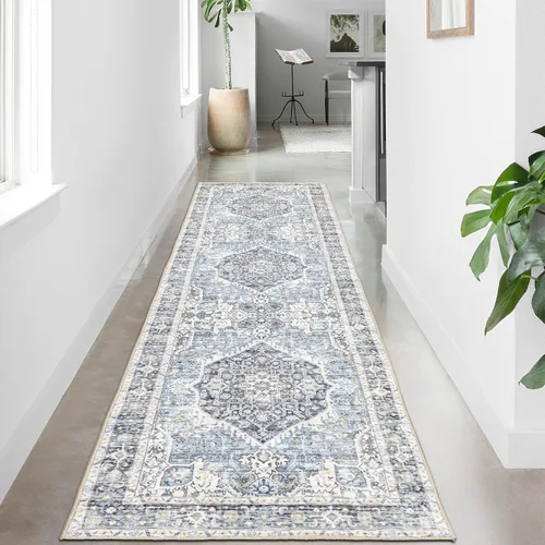 Vista 28 de Alfombra de área de 5 x 7, alfombra bohemia vintage, ultra suave, de pelo bajo, lavable, antideslizante, resistente a las manchas, alfombra impresa