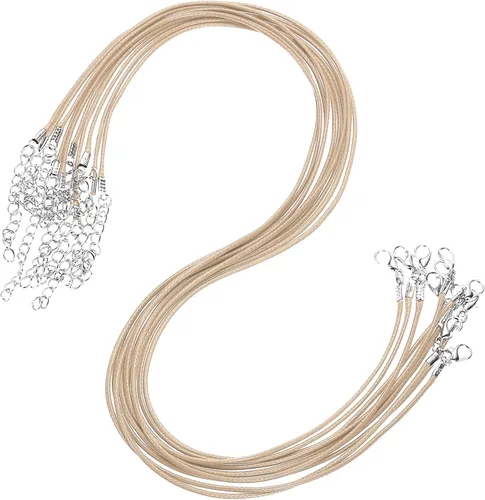 Vista 96 de MECCANIXITY 10 cordones de collar encerado de 18 pulgadas, cadena de collar a granel con cierre de 0.059 in de cuerda de cuero encerado para hacer