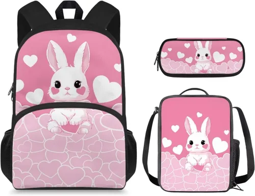Vista 10 de Mochila 3D Otter para niños de 9 a 11 años, bonita mochila para niñas para la escuela, mochila elegante para niños con lonchera y bolsa