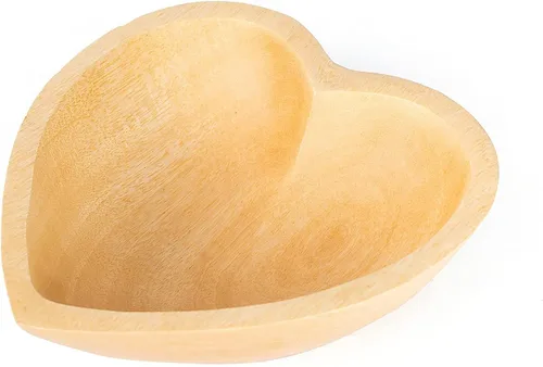 Vista 15 de WitnyStore Cuenco en forma de corazón de 6 pulgadas, funcional y coleccionable, cuenco de madera hecho a mano para servir frutos secos, postres