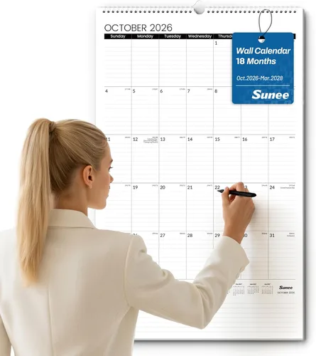 Vista 16 de SUNEE Calendario de pared grande 2026-2027, 22.75 x 15.5 pulgadas, calendario de 18 meses (finaliza marzo de 2028), vertical extragrande, playas