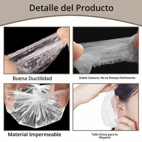 Vista 3 de Abnaok Paquete de 300 fundas desechables para los oídos para la ducha, tapones de plástico impermeables para la ducha, protectores de oídos