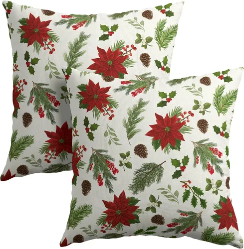 Vista 29 de Juego de 2 fundas de almohada de hojas de plantas tropicales de 20 x 20 pulgadas, juego de 2 fundas de almohada cuadradas de lino de algodón y hojas