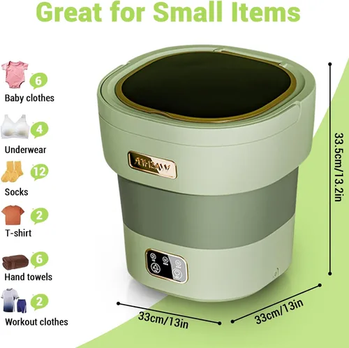Vista 2 de Mini lavadora y secadora, mini lavadora plegable de 12 l para ropa interior, lavadora plegable mejorada para ropa de bebé, calcetines y apartamento