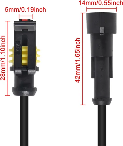 Vista 2 de AITRIP Kit de 10 conectores de 1 pines, conector eléctrico impermeable para automóvil, conector eléctrico de 1 pin con cable 16 AWG marino