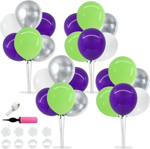 Vista 46 de TONIFUL Juego de 4 centros de mesa de globos de color negro, azul y Negro Azul Plata