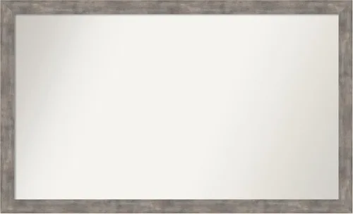 Vista 155 de Amanti Art Silver Bathroom Mirror for Over Sink, 26x45 Custom Made Marred Pewter Rectangle Vanity Mirror, Oversize Casual Wood Frame, Hangs Estaño